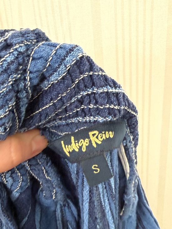 Indigo Rein Blue Stiped Smocked Adjustable Jumpsuit - Picture 8 of 8